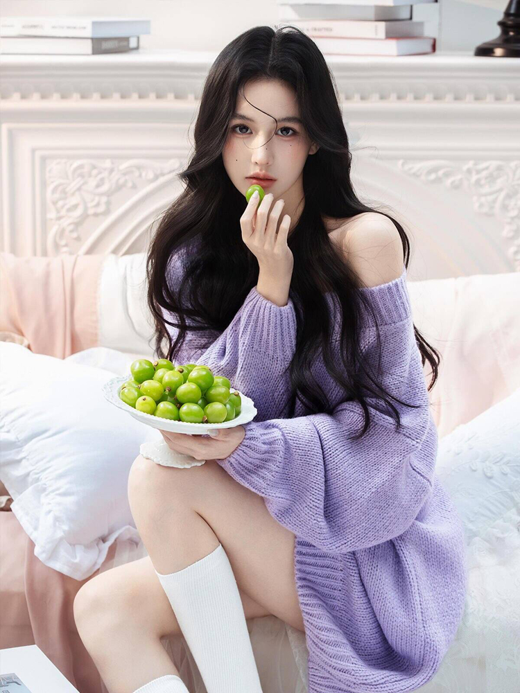 Photography Lighting For Studio - Autumn Winter Purple Sweater Oxygen Feel
