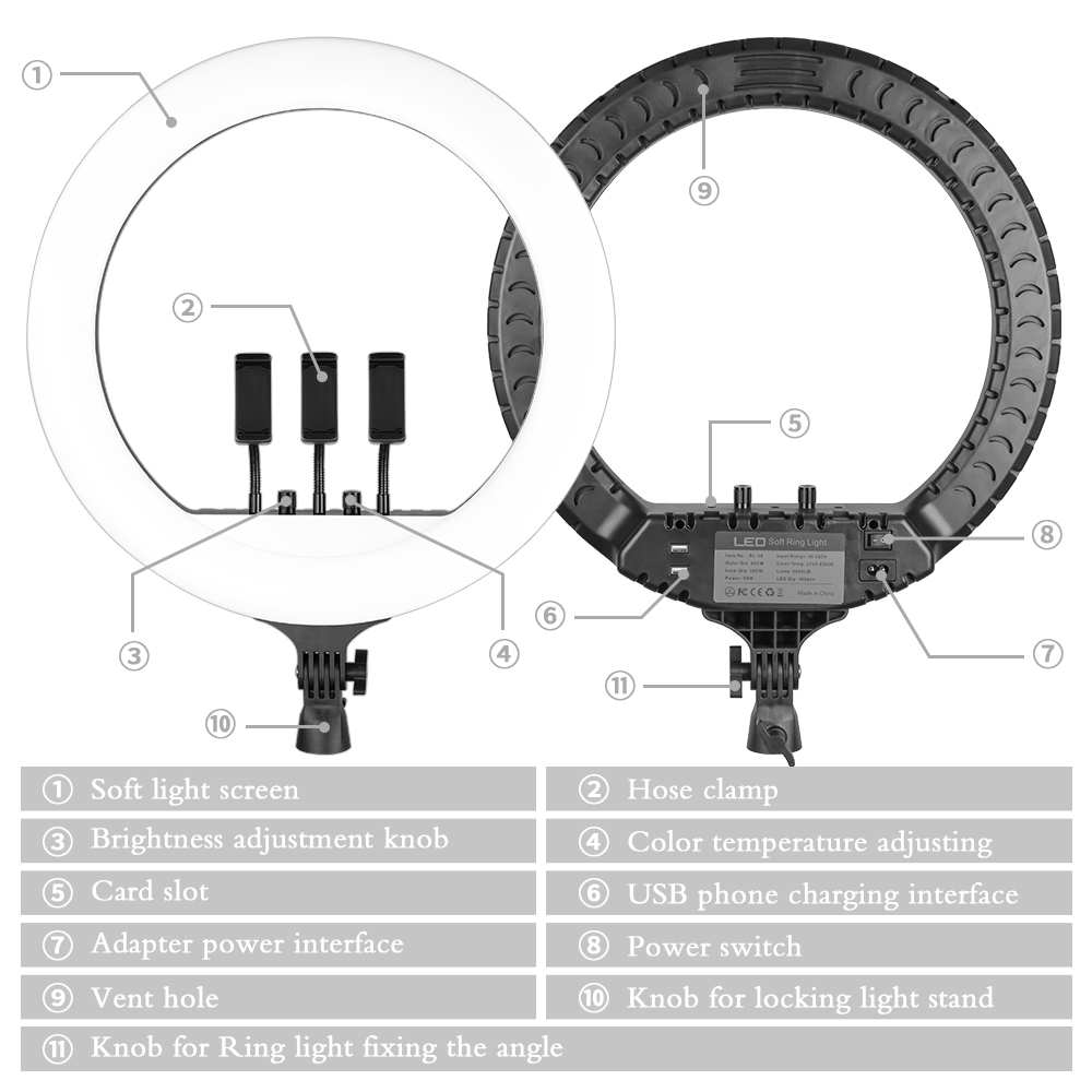SH 18 Inch Knob Ring Light LED - Led Ring Light 18 บทวิจารณ์และราคา