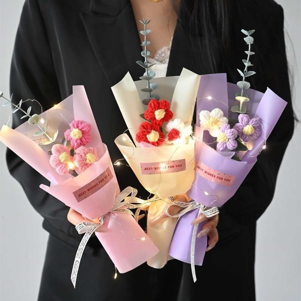 Knitted Crochet Flowers Bouque - Photography Artificial Lighting บทวิจารณ์และราคา