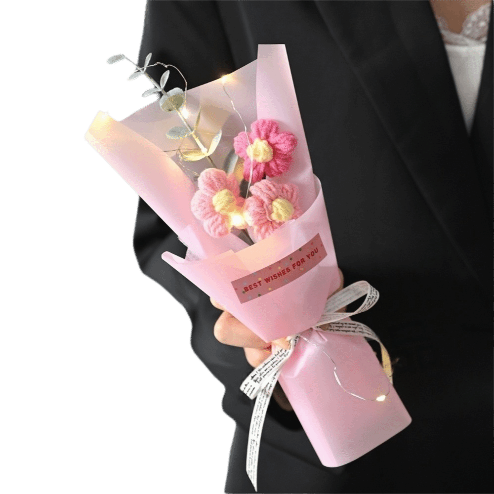 Knitted Crochet Flowers Bouque - Photography Artificial Lighting บทวิจารณ์และราคา