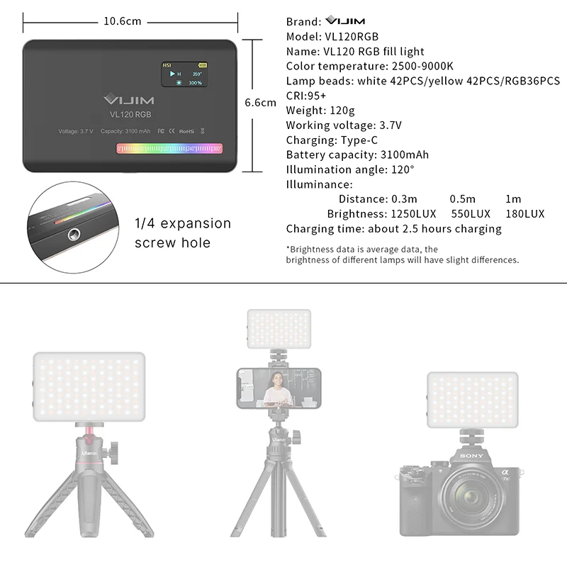 2026 New120 RGB Pocket Fill Li - Photography Lighting Indoor บทวิจารณ์และราคา