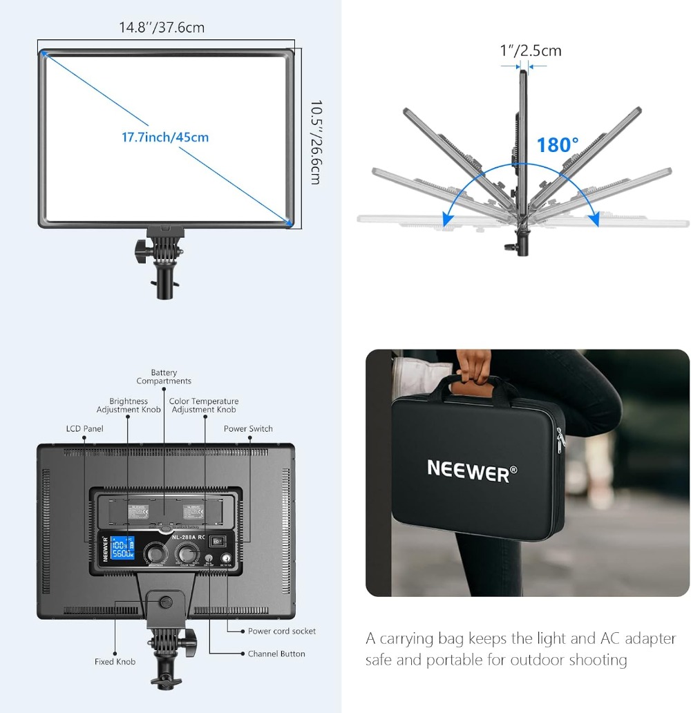 45W 4800Lux Dimmable Bi-Color  - Video Light Panel Led บทวิจารณ์และราคา