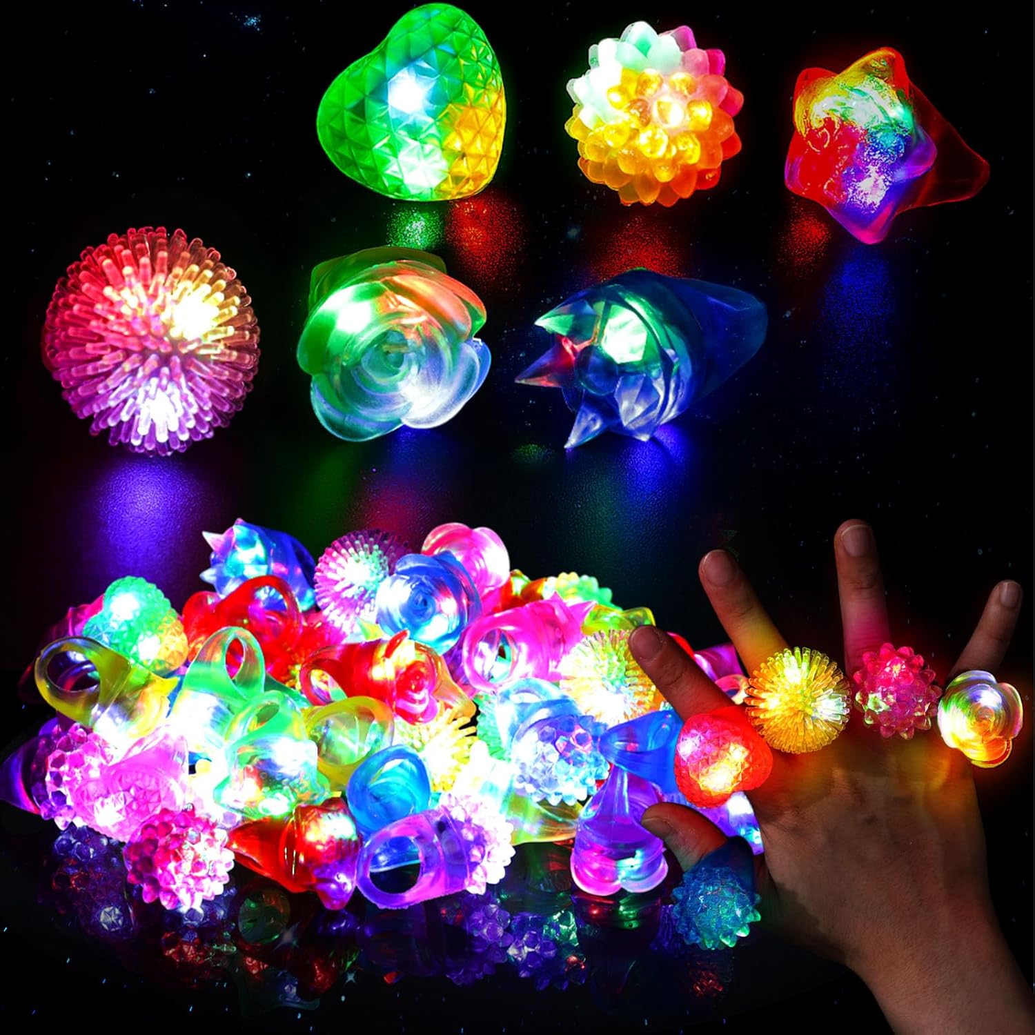 10Pcs LED Light Up Jelly Rings - Led Ring Light 18 บทวิจารณ์และราคา