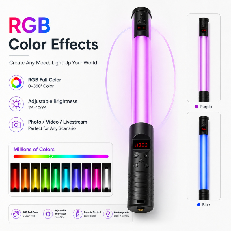 RGB Handheld Video Light Wand, - Photography Lighting Indoor บทวิจารณ์และราคา