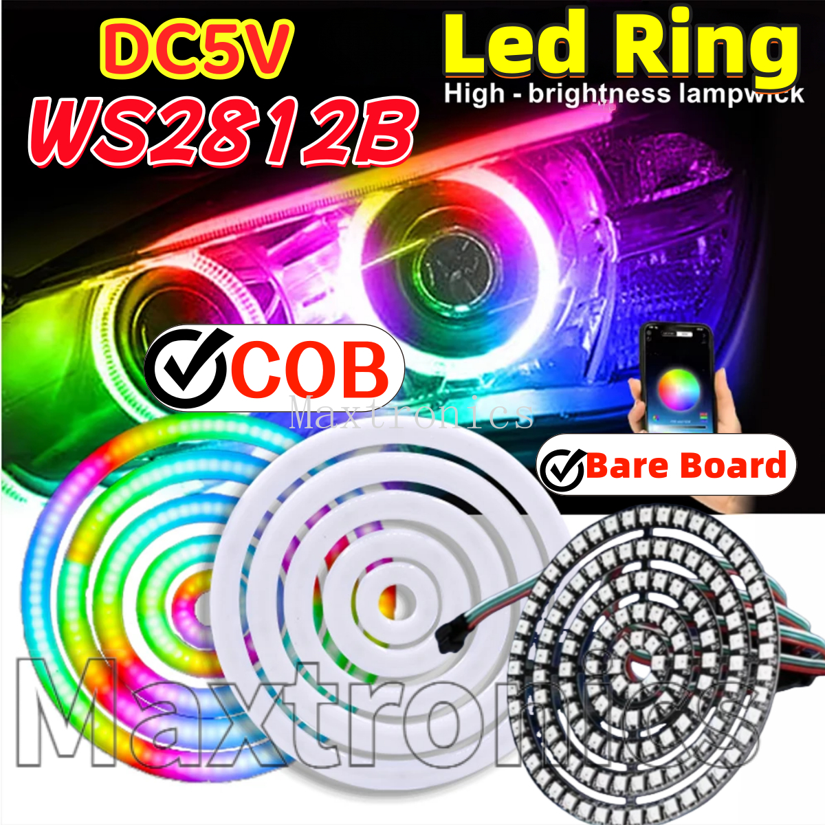 WS2812B FCOB RGB Led Ring 18/3 - Led Ring Light 18 บทวิจารณ์และราคา