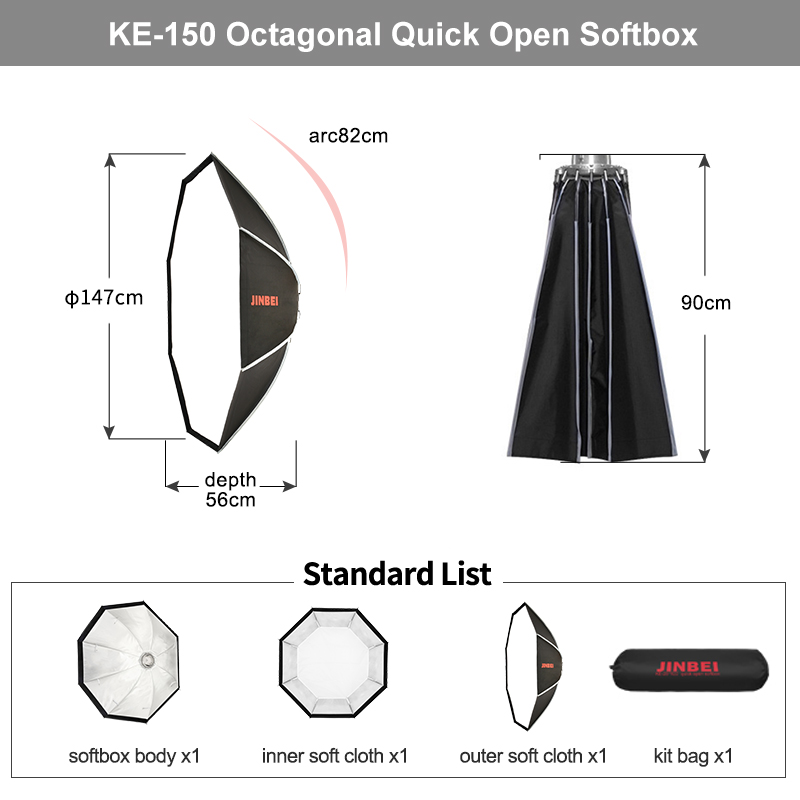 JINBEI KE- 150cm Quick Set-up  - Photography Studio Lighting Set Up บทวิจารณ์และราคา