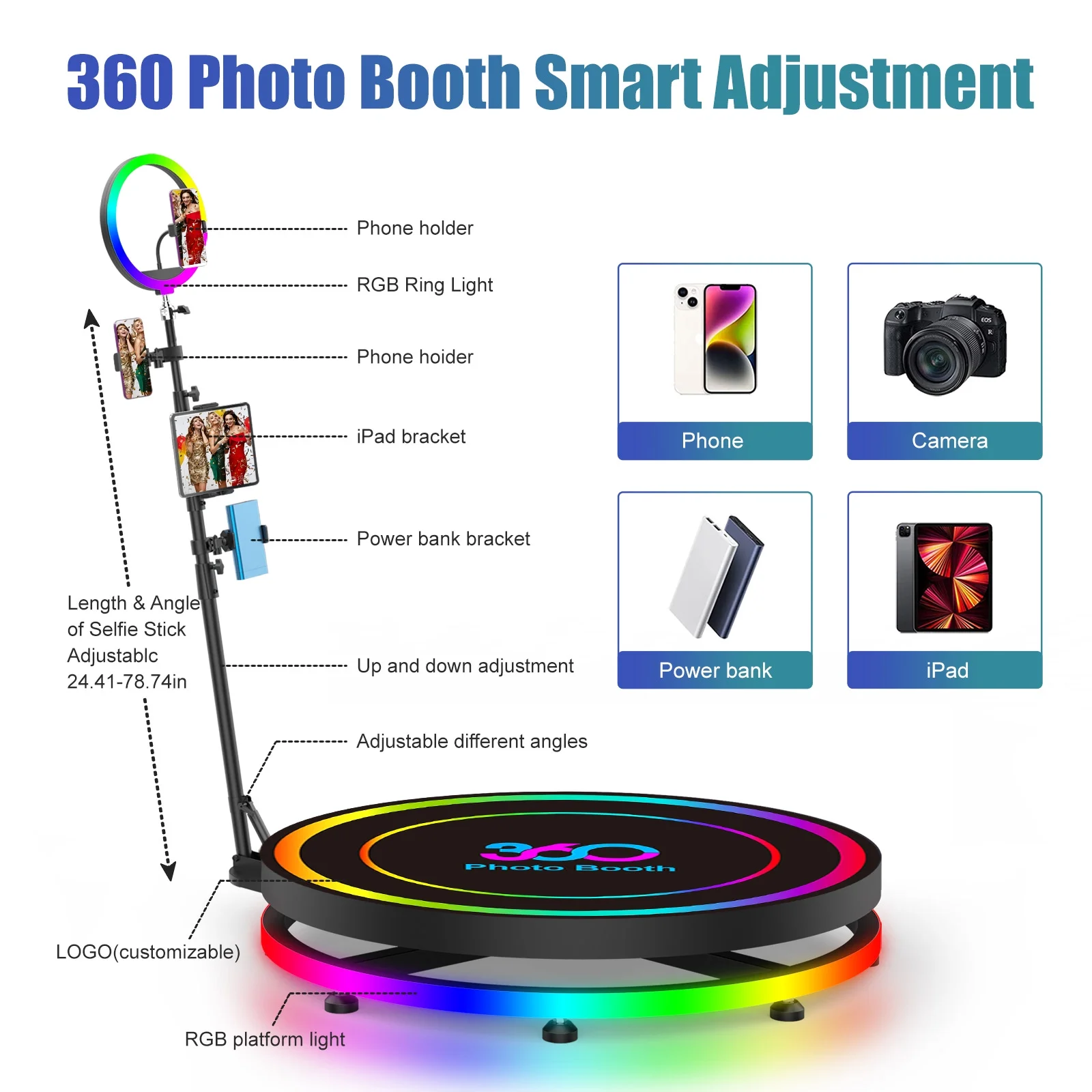 360 Photo Booth with Flight Ca - Photography Lighting Rgb บทวิจารณ์และราคา