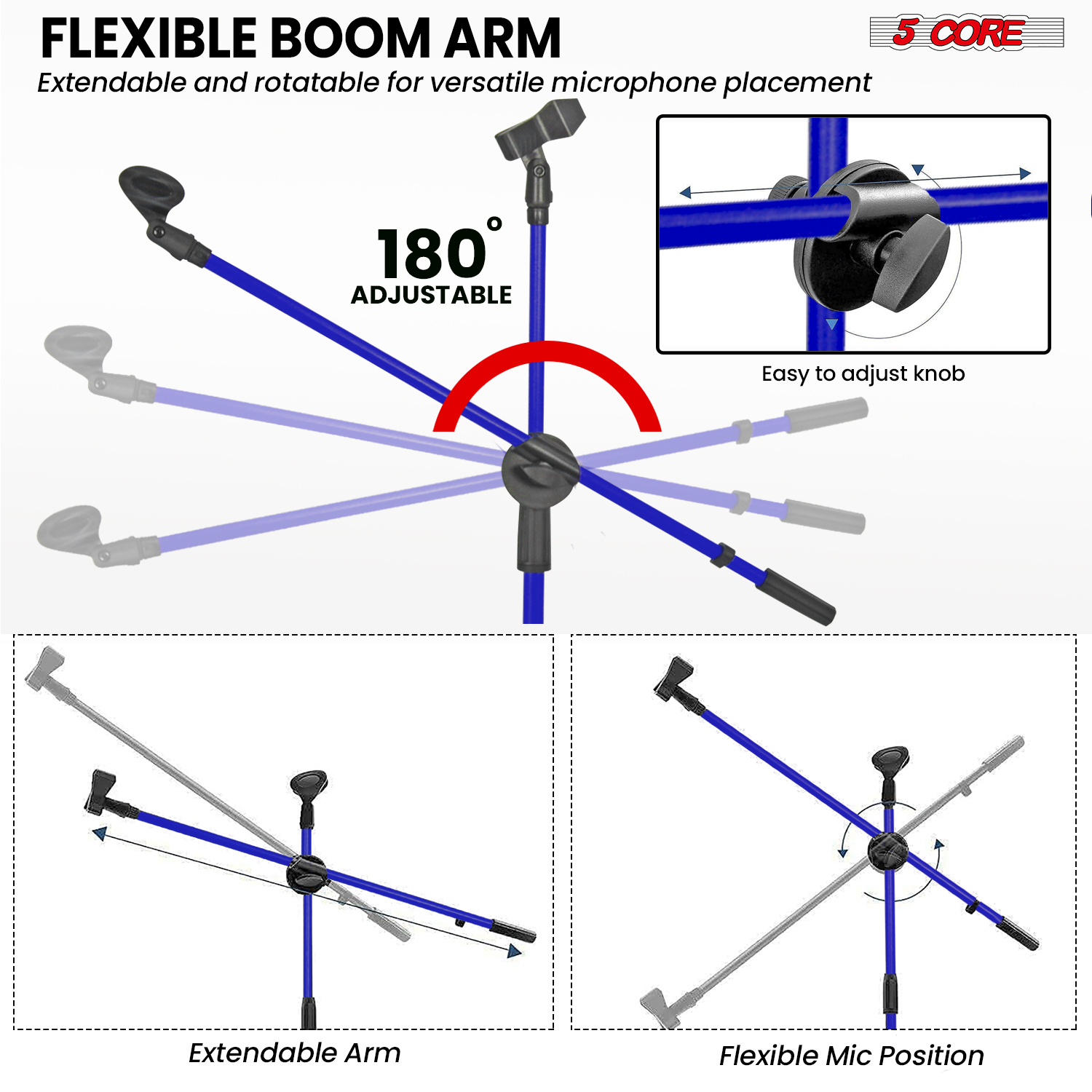 5 Core Mic Stand Floor Height  - Boom Arm Stand บทวิจารณ์และราคา